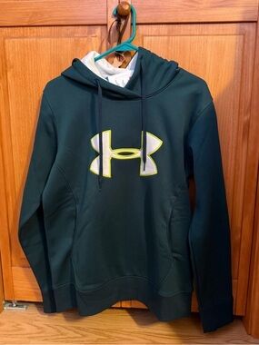 Under Armour Dark Green Hoodie with White & Yellow Logo